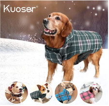 KUOSER Dog Coat JACKET Waterproof Windproof Green British Plaid SMALL Reversible
