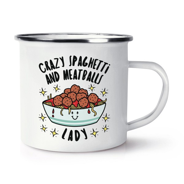 VerrüCkte Spaghetti Und Meatballs Damen Stars Emaille Tasse Lustiger Witz Essen-image