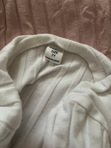 Lot 4 Shein girls 6-7 Years Ribbed lettuce trim crop tee Pink White Black Gray - Picture 3 of 4