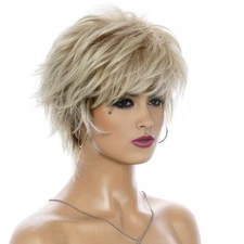 Women Natural Short Straight Wavy Curly Pixie Cut BOB Wig Casual Hair Wigs