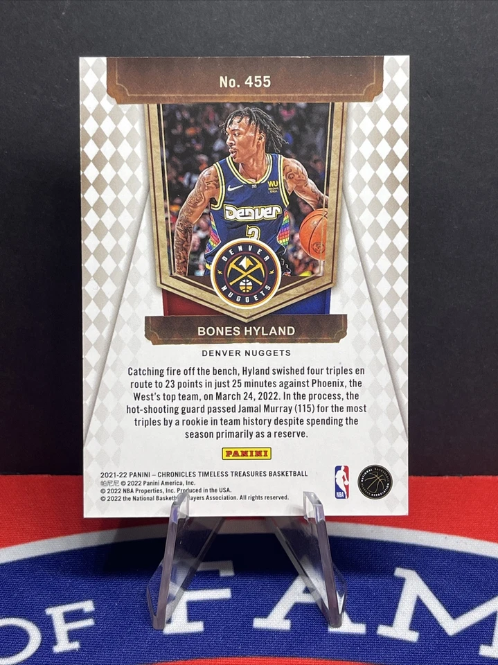 2021-22 Panini Chronicles Timeless Treasures Bones Hyland RC /249 Denver Nuggets - Image 2 of 2
