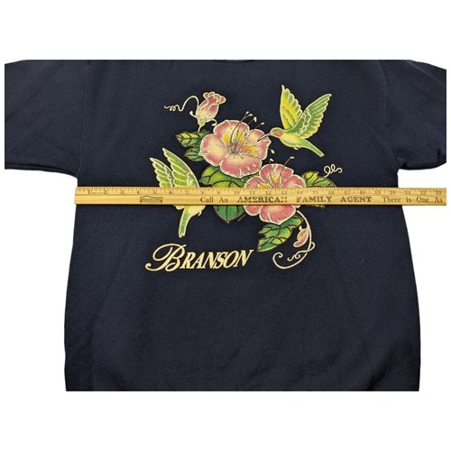 Felpa Branson vintage anni 90 glitter vernice sgonfia fiore uccellino taglia M rara - Foto 8 di 10