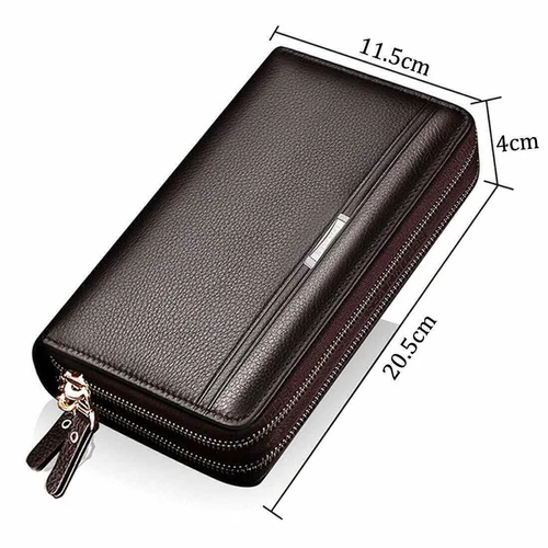 Herren Handtasche Leder Handgelenktasche Große RFID Schutz Brieftasche Geldbörse - Bild 4 von 16