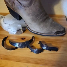 Dark Copper Cowboy Western Boot Tips Toe & Heel Plates Guards for Round Toes