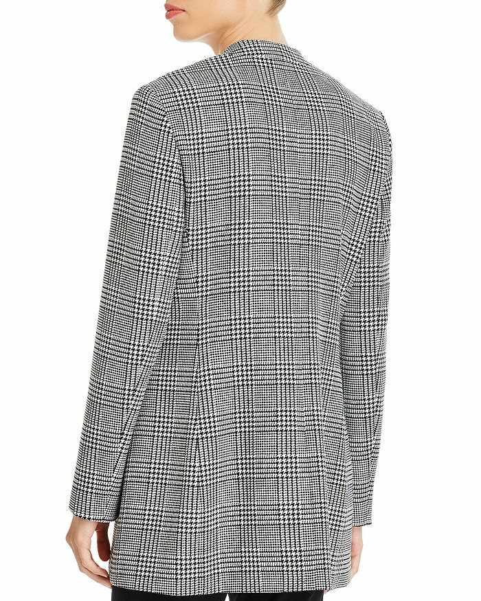 Houndstooth Plaid Blazer Jacket Black 