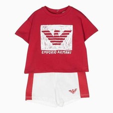 Emporio Armani Kid's Graphic Logo T Shirt And Shorts 2 Piece Outfit Infants