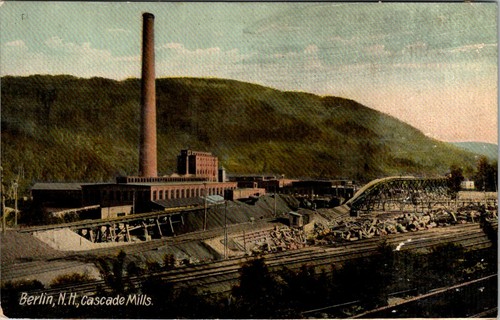 BERLIN NEW HAMPSHIRE KASKADENMÜHLEN ALTE POSTKARTE ANSICHT - Bild 1 von 2
