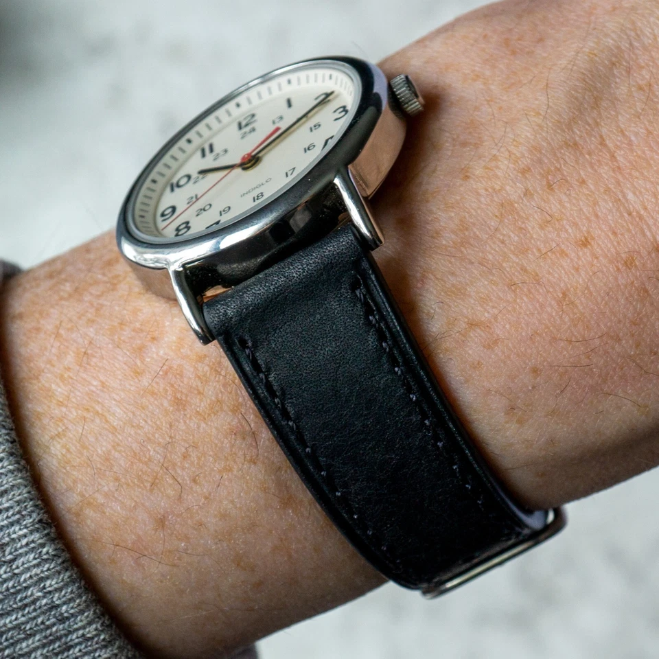 Italian Leather Watch Band - Full-Grain Leather - Black - 18, 20 or 22mm - Image 3 of 4