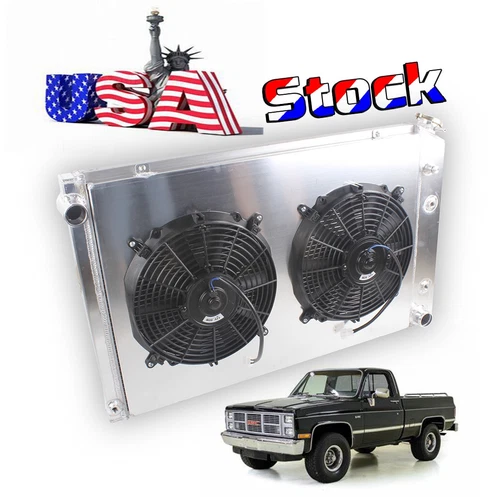4Row For 73-87 Chevy C/K C10 C20 K10 K20 GMC C/K1500 2500 V8 Radiator Fan Shroud