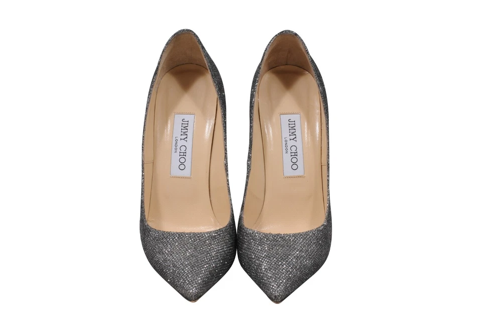 Jimmy Choo  Romy Pumps Size US8 38 Grey Silver Glitter 120mm Pointed Toe Heels - Image 2 of 4