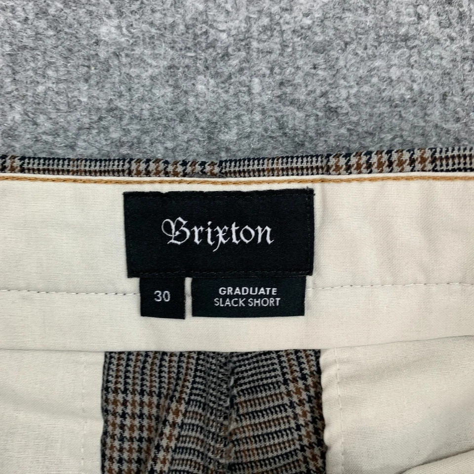 Pantalón Corto Brixton Graduate Slack Hombres 30 Tejido a Cuadros Mezcla de Algodón Preppy Ajuste Estándar Foto 4 de 4