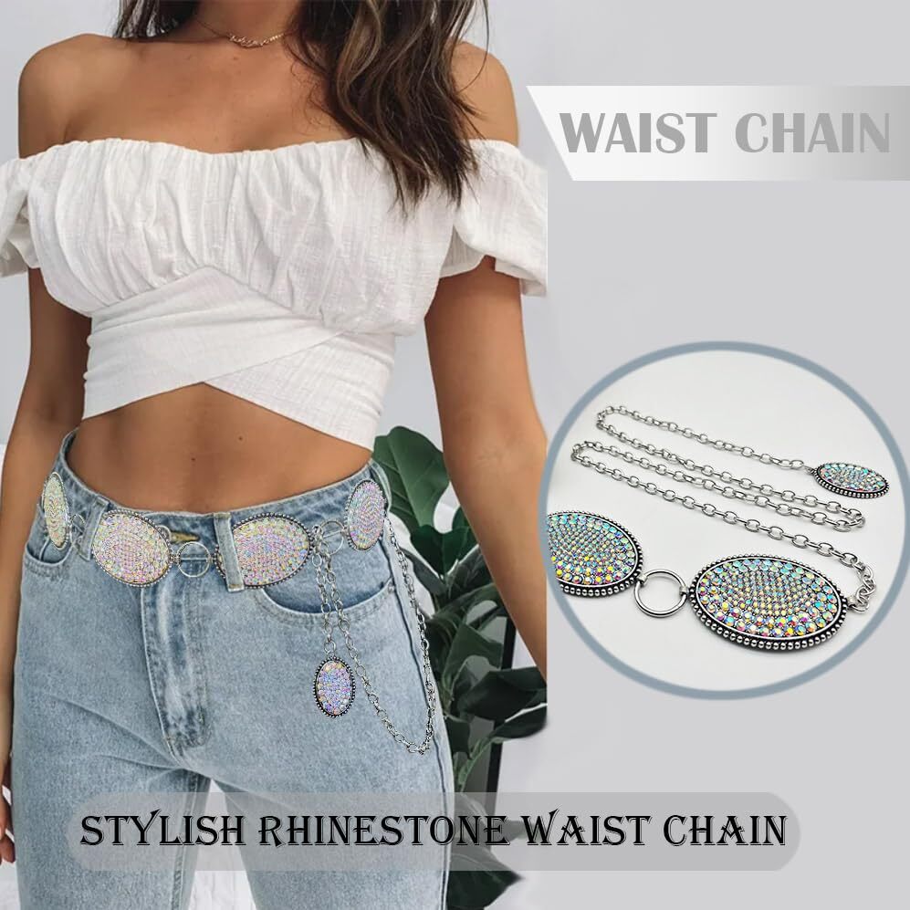 Bling Rhinestone Concho Belt Heavy Metal Western Crystal  display picture 1