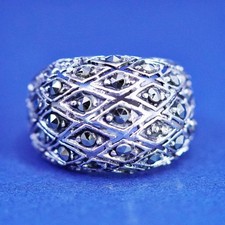 Size 5.75, vintage Sterling silver handmade ring, Mexican 925 band w/ marcasite