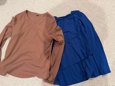 Bundle Of 2 Long sleeved maternity/nursing Tops blue And brown size L
