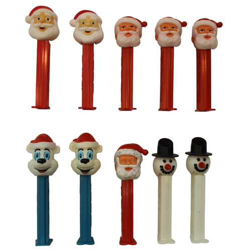 10pcs Christmas Pez Dispensers •Santa •Snowmen in Top Hats •Bears in Santa Caps