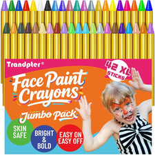 42Pcs XL Face Paint Crayons for Kids - Non-Toxic, Vibrant Colors Face Painting C
