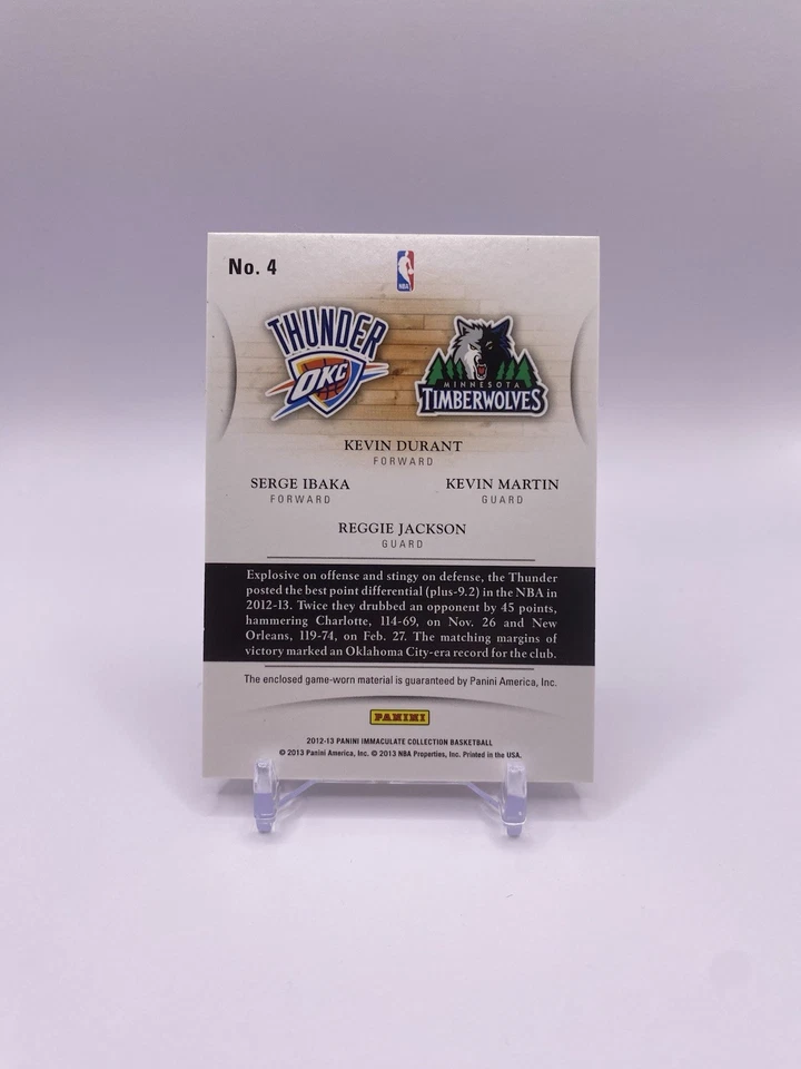 Parche cuádruple Panini Immaculate Kevin Durant Ibaka Martin Jackson 2012-13 #/50 Foto 2 de 2