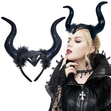 Black Cosplay Devil Horns Headband Gothic Halloween Headwear Horn Hair Hoop