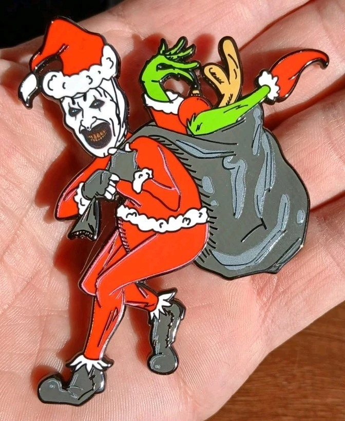Terrifier X Grinch Art The CLOWN Santa Claus Horror Custom ENAMEL PIN XMAS 🔥 OG - Image 2 of 3