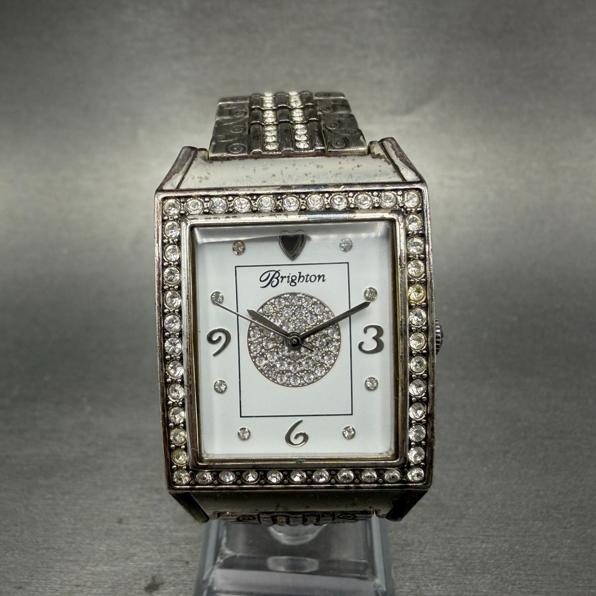 Brighton Silver Bella Fiore Watch Works New Battery - RETIRED Brighton Diamond Bar Watch Women 29mm White Dial Silver  main image 2