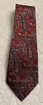 Bruno Piattelli Silk Tie Paisley Formal Red Black 3.25  X 62  Ancient Madder