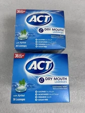 2x ACT Dry Mouth Lozenges with Xylitol, Soothing Mint, 36 Lozenges