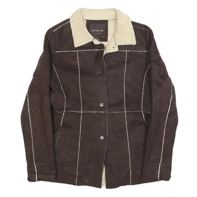 ANDREW MARC Damen Braune Creme Knopf JACKE S Polyester Mischung Einfarbig Knopf