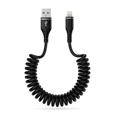 OCBUO Spiralkabel USB auf Lightning Kabel, [0.4M-1.8M] Apple Carplay Kabel