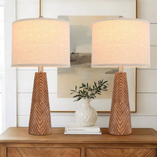 Rustic Vintage Nightstand Lamps Set of 2, 3-Way Dimmable with USB Ports