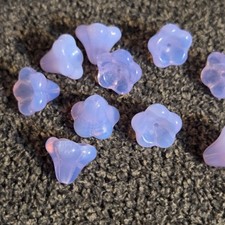 Vintage Czech Glass 8x10mm Bell Flower Beads Violet Opal