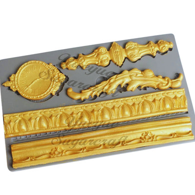 Baroque Scroll Lace Silicone Mold for Fondant Cake Decorating Filigree Mould