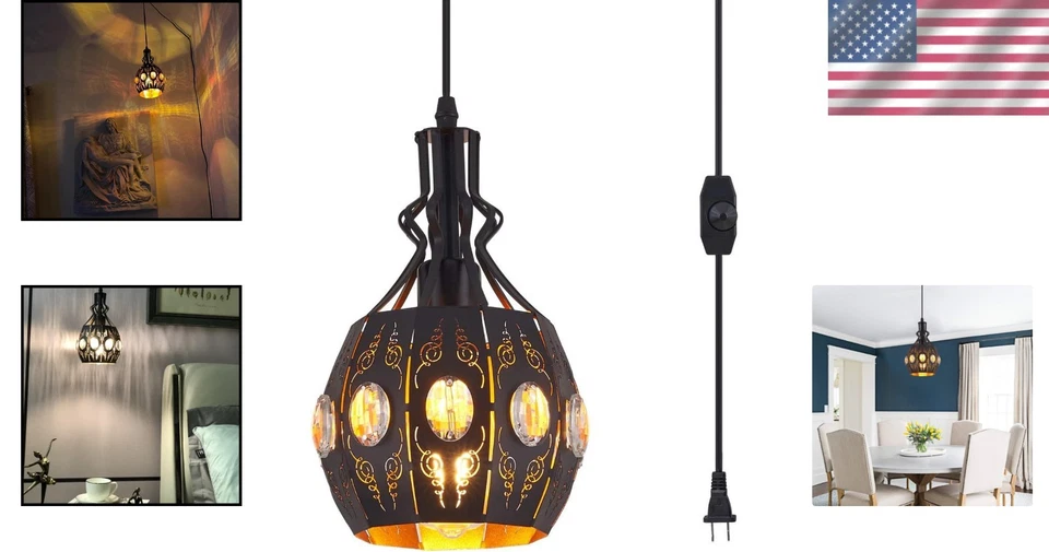 Dimmable Industrial Pendant Light with Plug-in Cord - Vintage Charm Unleashed - Image 2 of 4