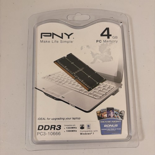 NEW PNY 4GB SO-DIMM 1333 MHz PC3-10666 DDR3 Laptop Memory (MN4096SD3-1333) - Picture 2 of 6