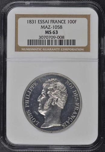 1831 France Essai 100F Maz-1058 NGC MS63