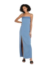 BAR III Womens Blue Spaghetti Strap Tea-Length Cocktail Sheath Dress L