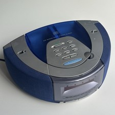 Vintage Atomic Blue Translucent CD Player Radio Y2K TESTED WORKING