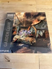 Garden Chair - Springbok 1000 Piece Puzzle (NEW/SEALED) Basket and Flowers