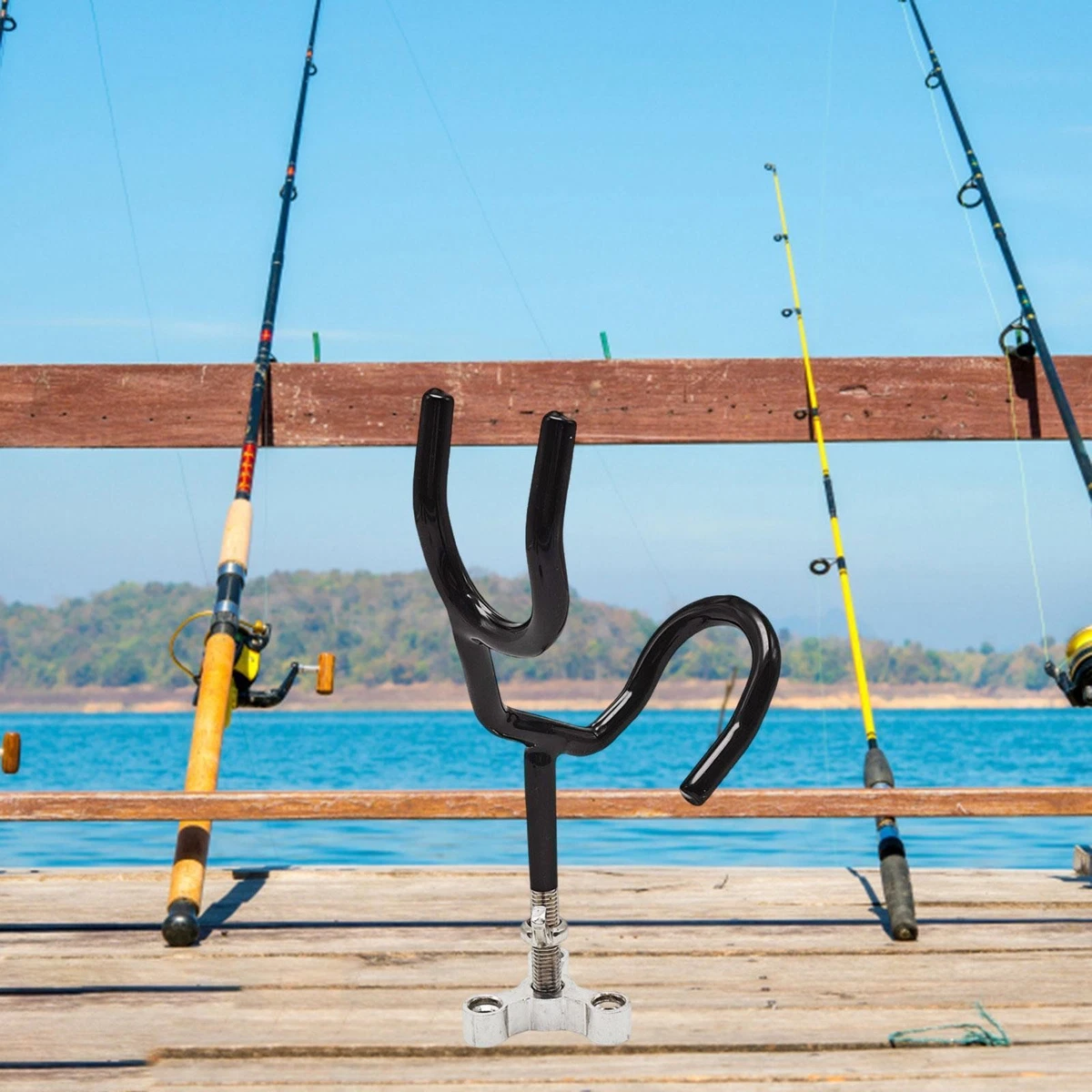 Support Canne à Pêche Bateau Réglable | Pince En Aluminium Pour Rambarde, Silver