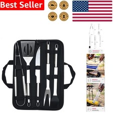 Professional BBQ Grill Tools Set 5 Pcs Stainless Steel Outdoor Grilling Utensils