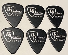D Andrea Guitar Picks 351-Heavy Gauge-BLACK w/Silver-1970 s Logo-Lot of 6-NOS