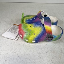 Crocs Classic Tie Dye Graphic Clogs Rainbow Colors Kids Size C 7 NEW