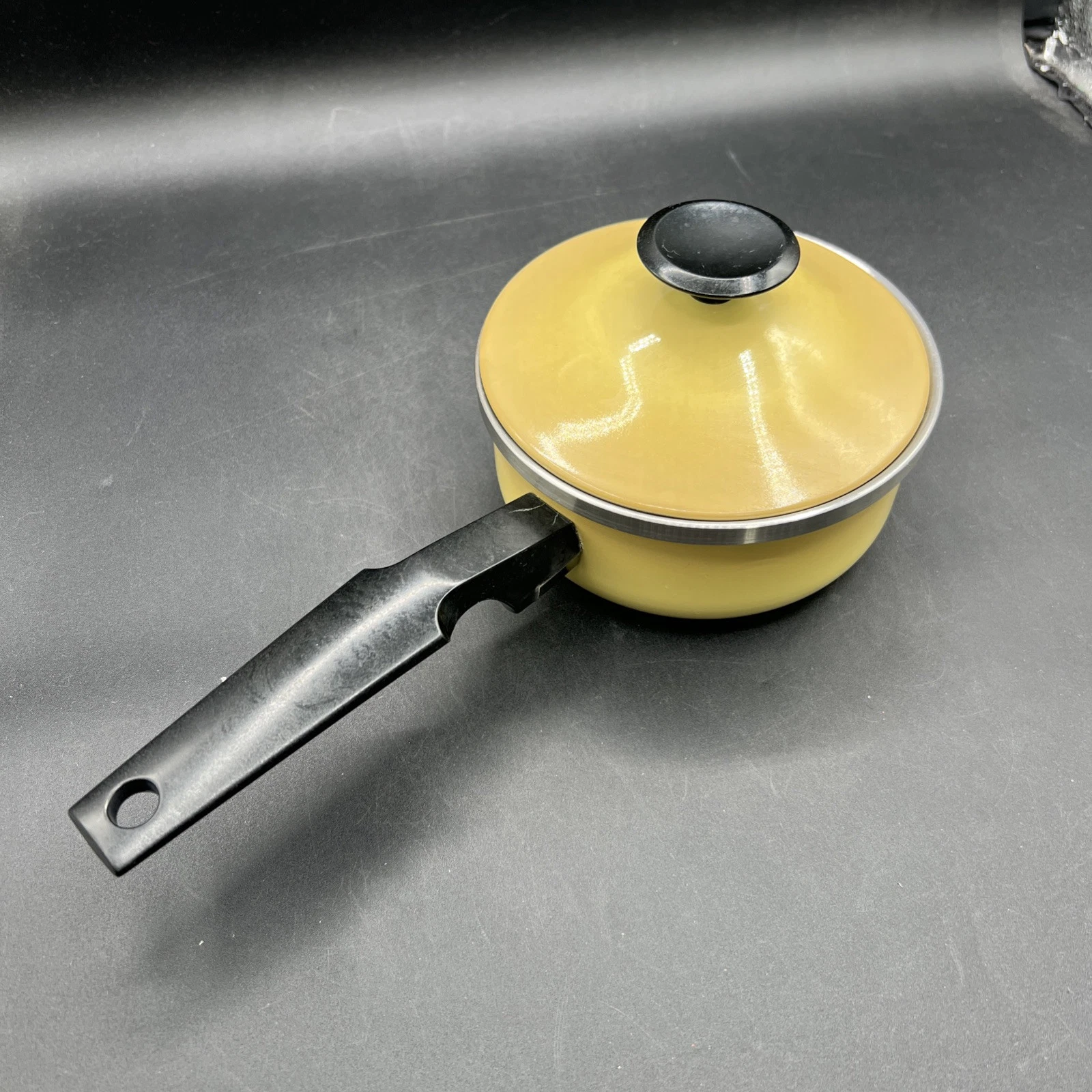 Town House West Bend Harvest Gold 1 Qt Sauce Pan Pot with Lid USA Vintage