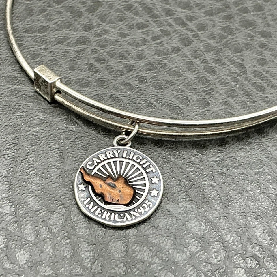 Brazalete Brazalete Alex And Ani Liberty Cobre Llevar Luz Dije Plata 925 Para Mujer Foto 3 de 4