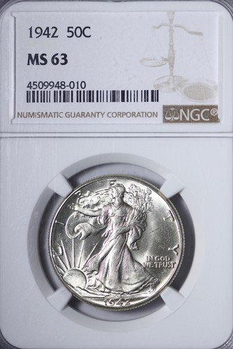 BU 1942 Walking Liberty Half Dollar NGC MS63 VIMX
