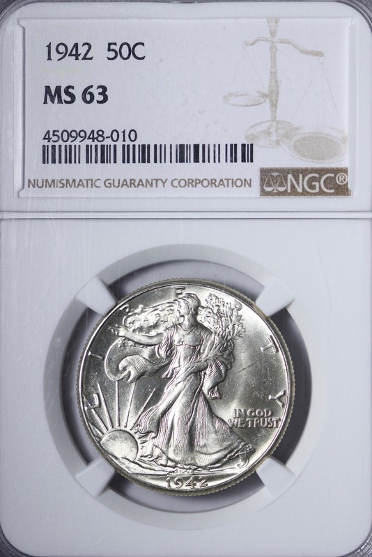 BU 1942 Walking Liberty Half Dollar NGC MS63 VIMX