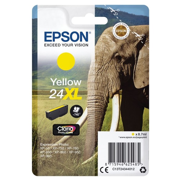 Original Xl Epson Druckerpatrone 24XL Gelb Expression Photo XP-750 XP-850 Yellow-image