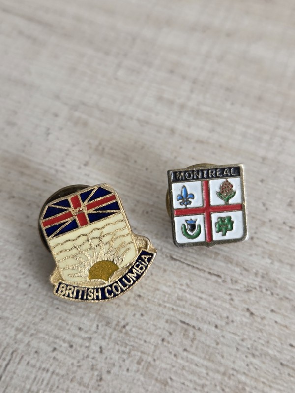 Canadian Lapel Pins Tac Montreal And British Columbia vintage