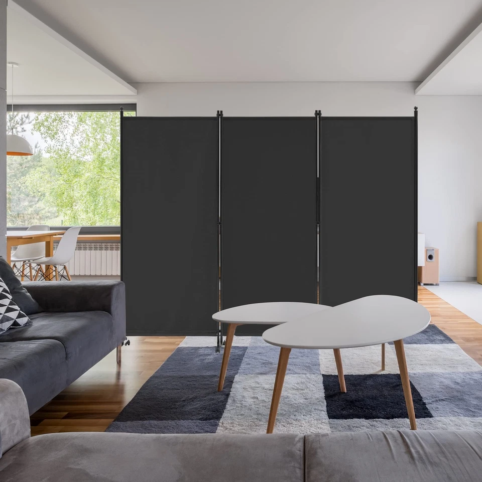 3 Panel Rolling Room Divider, Folding Partition Privacy Screens, Freestanding... - Image 2 of 4