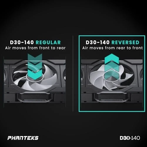 PHANTEKS D30-140 DRGB PWM FAN REVERSE AIRFLOW MODEL PH-F140D30RDRGBPWMBK01 BLACK - Image 3 of 4