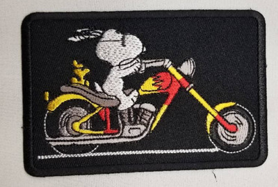 Snoopy Motorcycle Embroidered Patch Peanuts Biker Cartoon Iron On Sew On